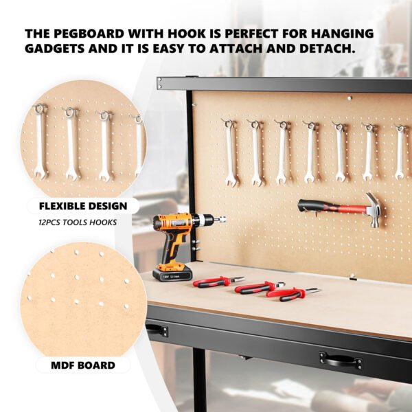 590215501 ToolStation 63 – Banco de Trabajo Profesional con Cajones y Panel Organizador