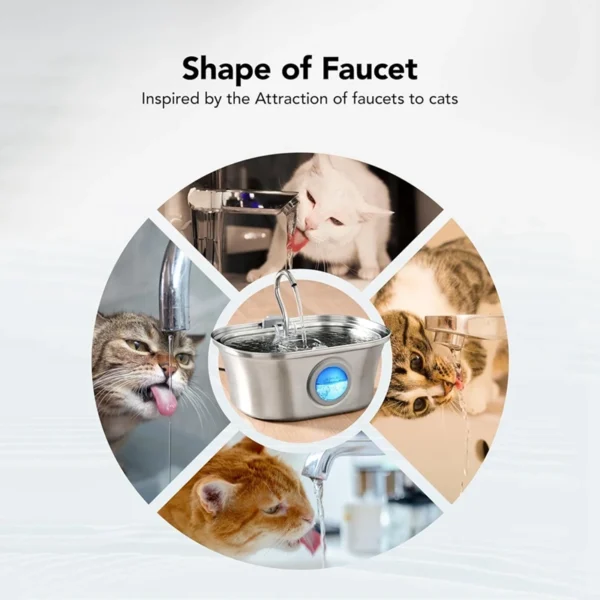 AquaPet Steel 3.2L – Fuente Automática de Acero Inoxidable con Filtro y Visor de Nivel