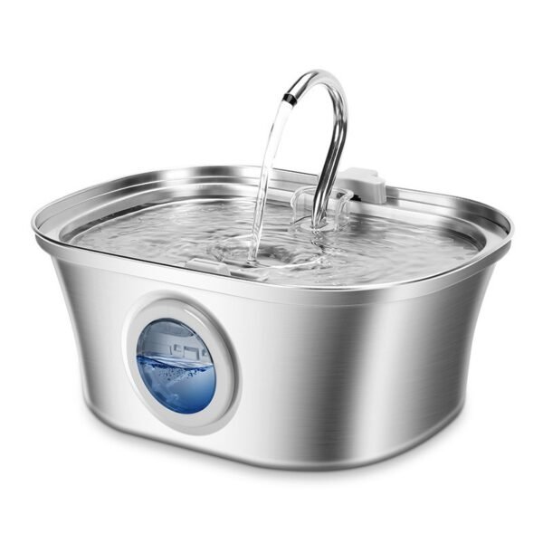 AquaPet Steel 3.2L – Fuente Automática de Acero Inoxidable con Filtro y Visor de Nivel