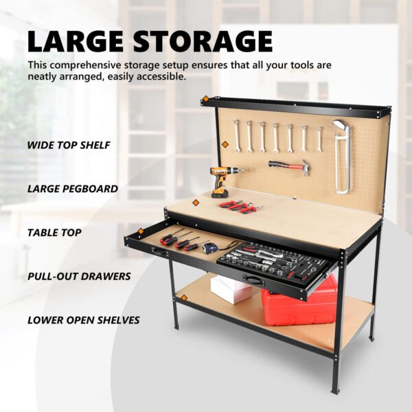 590215497 ToolStation 63 – Banco de Trabajo Profesional con Cajones y Panel Organizador