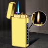590215348 TripleFlame – Encendedor Metálico Recargable de Triple Llama y Diseño Antiviento