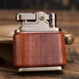 Zorro Woodfire – Encendedor Vintage de Queroseno con Acabado en Madera y Encendido por Botón