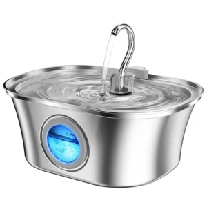 AquaPet Steel 3.2L – Fuente Automática de Acero Inoxidable con Filtro y Visor de Nivel
