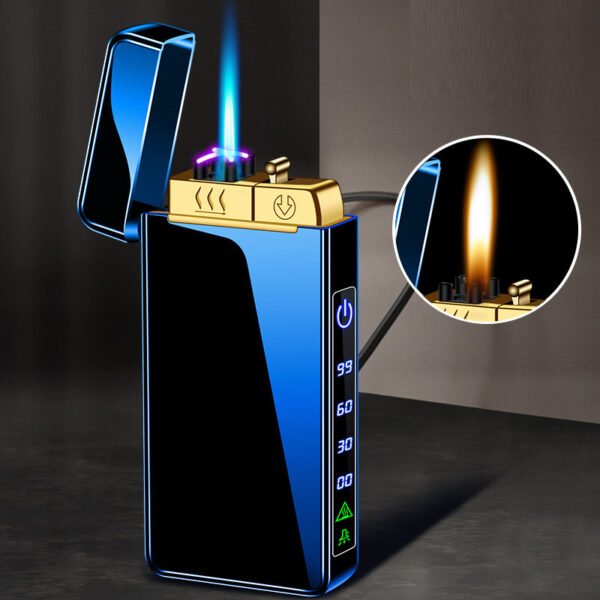 590215349 TripleFlame – Encendedor Metálico Recargable de Triple Llama y Diseño Antiviento