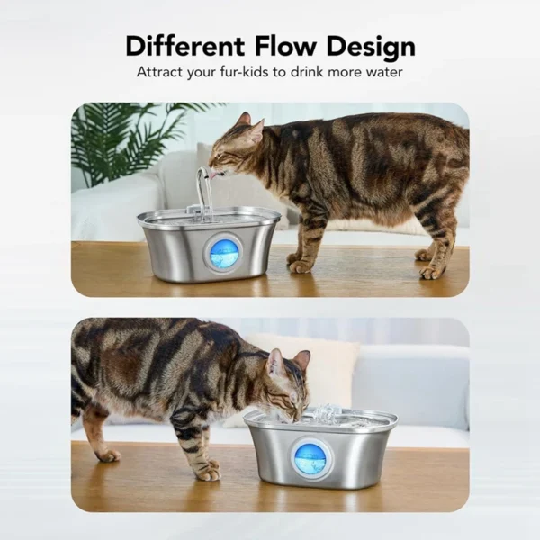 AquaPet Steel 3.2L – Fuente Automática de Acero Inoxidable con Filtro y Visor de Nivel