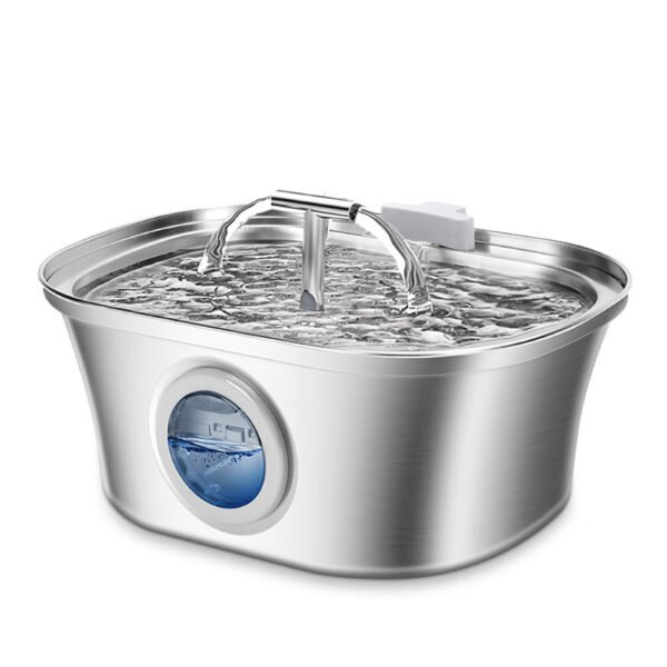 AquaPet Steel 3.2L – Fuente Automática de Acero Inoxidable con Filtro y Visor de Nivel