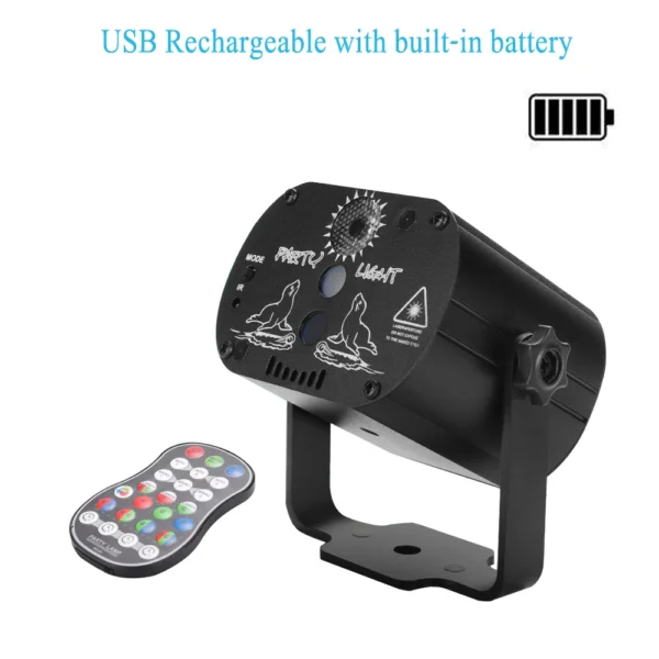 589466737 NeonBeam Mini – Luz Disco RGB con Láser LED para Fiestas