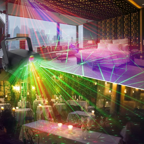 589466734 NeonBeam Mini – Luz Disco RGB con Láser LED para Fiestas